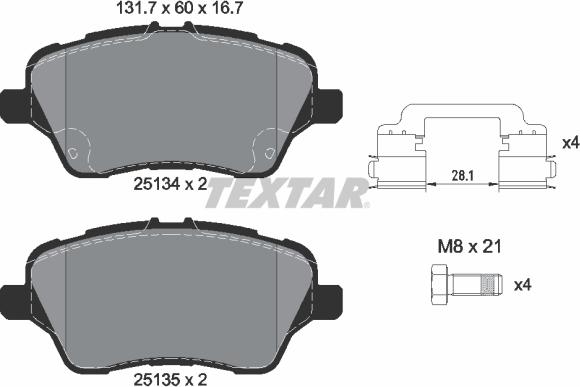 Textar 2513402 - Kit pastiglie freno, Freno a disco autozon.pro