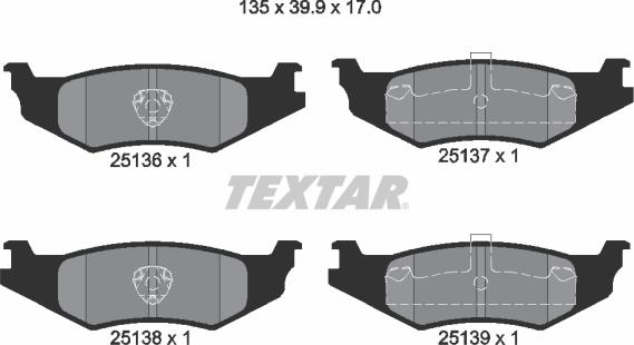 Textar 2513601 - Kit pastiglie freno, Freno a disco autozon.pro