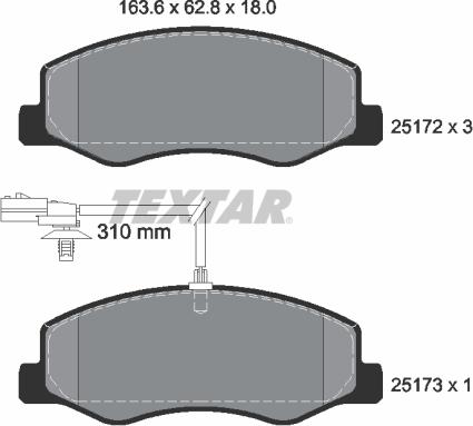 Textar 2517201 - Kit pastiglie freno, Freno a disco autozon.pro