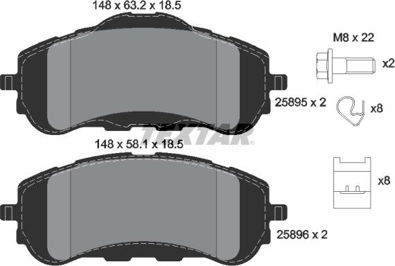 Textar 2589501 - Kit pastiglie freno, Freno a disco autozon.pro