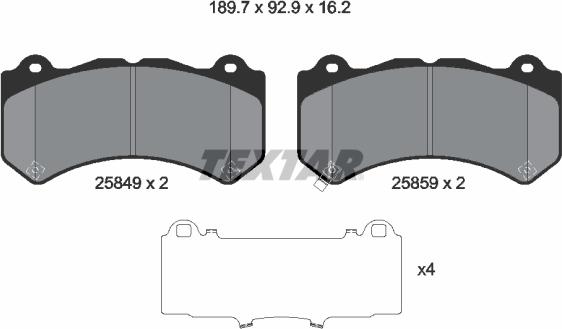 Textar 2584901 - Kit pastiglie freno, Freno a disco autozon.pro