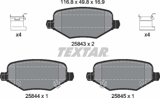 Textar 2584301 - Kit pastiglie freno, Freno a disco autozon.pro