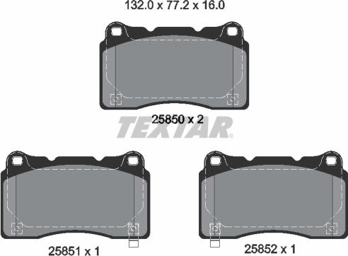 Textar 2585001 - Kit pastiglie freno, Freno a disco autozon.pro