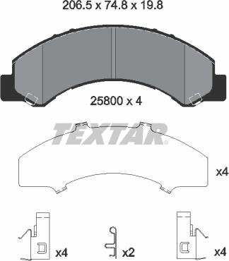 Textar 2580001 - Kit pastiglie freno, Freno a disco autozon.pro