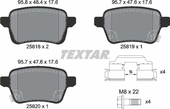 Textar 2581802 - Kit pastiglie freno, Freno a disco autozon.pro