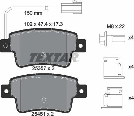 Textar 2535701 - Kit pastiglie freno, Freno a disco autozon.pro