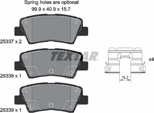 Textar 2533709 - Kit pastiglie freno, Freno a disco autozon.pro