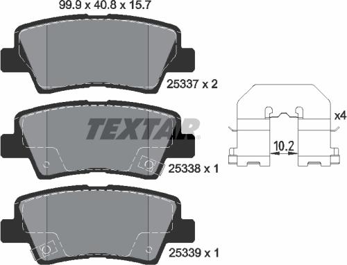 Textar 2533701 - Kit pastiglie freno, Freno a disco autozon.pro