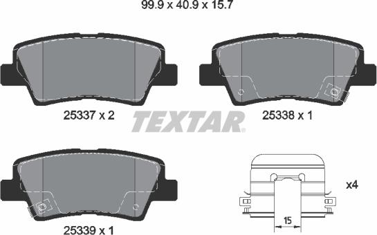 Textar 2533707 - Kit pastiglie freno, Freno a disco autozon.pro