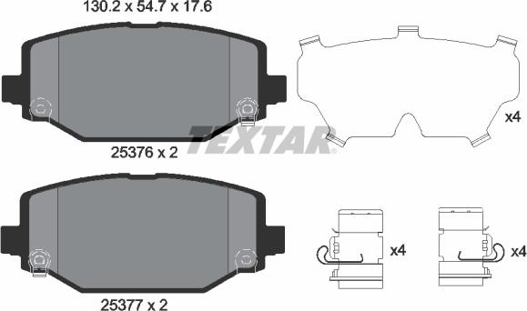 Textar 2537601 - Kit pastiglie freno, Freno a disco autozon.pro