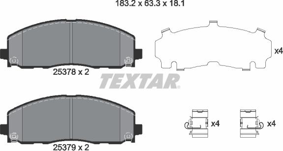 Textar 2537801 - Kit pastiglie freno, Freno a disco autozon.pro