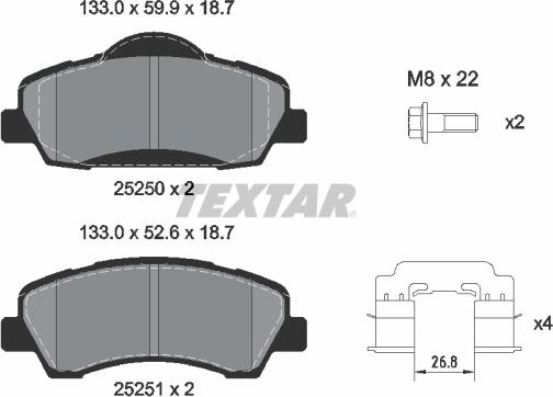 Textar 2525004 - Kit pastiglie freno, Freno a disco autozon.pro