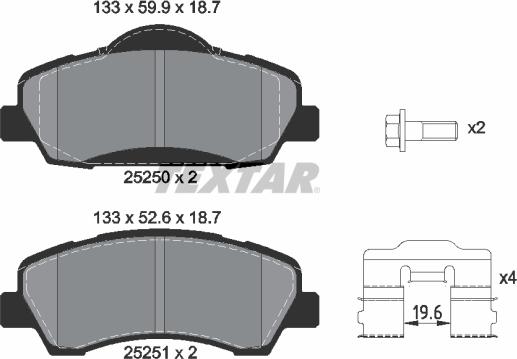 Textar 2525001 - Kit pastiglie freno, Freno a disco autozon.pro