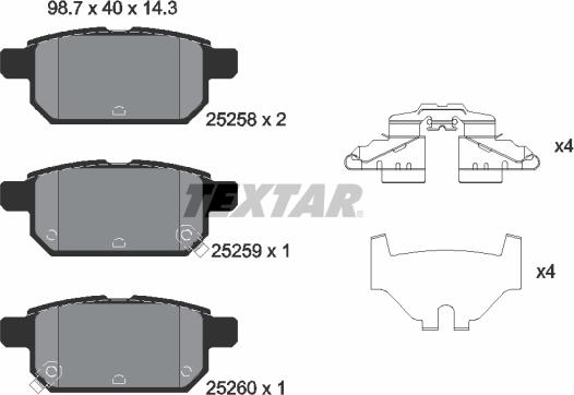 Textar 2525801 - Kit pastiglie freno, Freno a disco autozon.pro