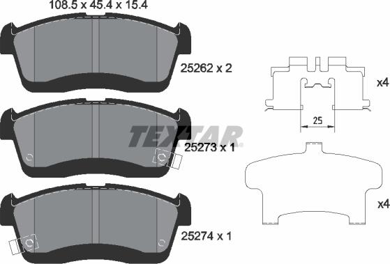 Textar 2526201 - Kit pastiglie freno, Freno a disco autozon.pro