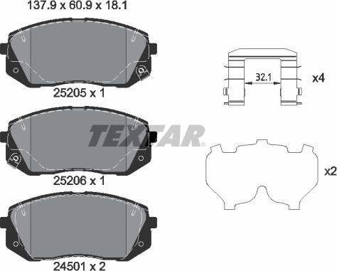 Textar 2520504 - Kit pastiglie freno, Freno a disco autozon.pro