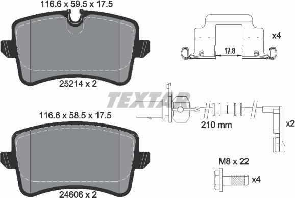 Textar 2521402 - Kit pastiglie freno, Freno a disco autozon.pro