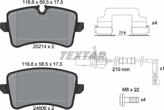 Textar 2521413 - Kit pastiglie freno, Freno a disco autozon.pro