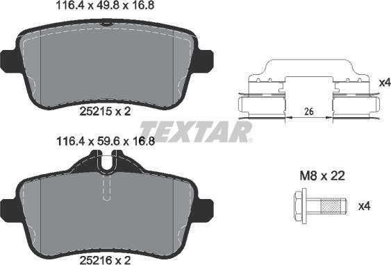 Textar 2521509 - Kit pastiglie freno, Freno a disco autozon.pro