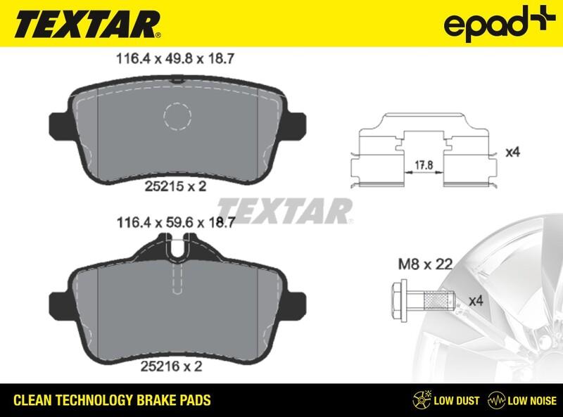 Textar 2521502CP - Kit pastiglie freno, Freno a disco autozon.pro