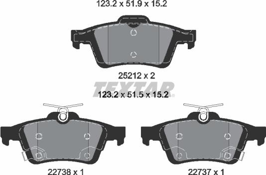 Textar 2521204 - Kit pastiglie freno, Freno a disco autozon.pro