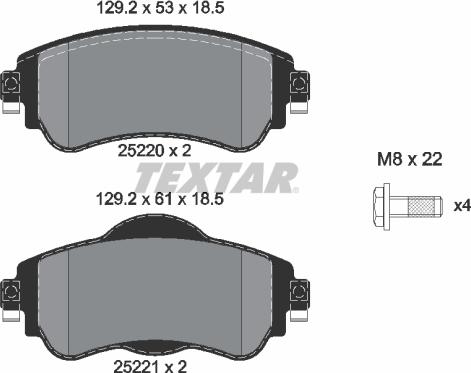 Textar 2522001 - Kit pastiglie freno, Freno a disco autozon.pro