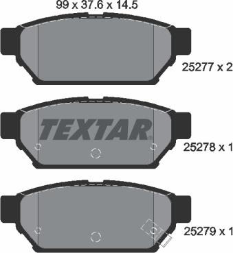 Textar 2527701 - Kit pastiglie freno, Freno a disco autozon.pro