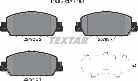 Textar 2579201 - Kit pastiglie freno, Freno a disco autozon.pro