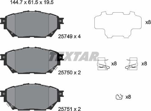 Textar 2574901 - Kit pastiglie freno, Freno a disco autozon.pro