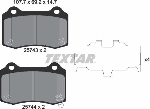 Textar 2574301 - Kit pastiglie freno, Freno a disco autozon.pro