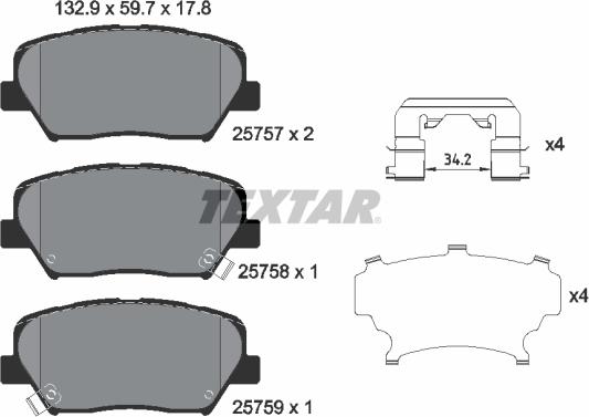 Textar 2575701 - Kit pastiglie freno, Freno a disco autozon.pro