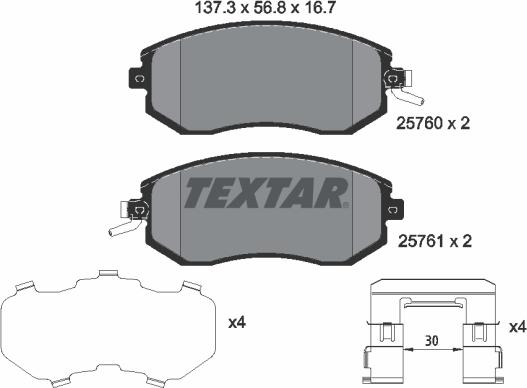 Textar 2576001 - Kit pastiglie freno, Freno a disco autozon.pro