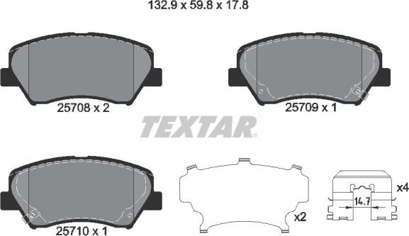 Textar 2570801 - Kit pastiglie freno, Freno a disco autozon.pro