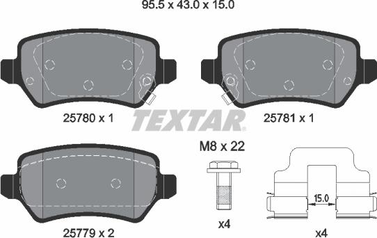 Textar 2578001 - Kit pastiglie freno, Freno a disco autozon.pro