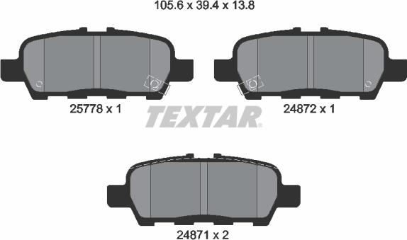 Textar 2577801 - Kit pastiglie freno, Freno a disco autozon.pro