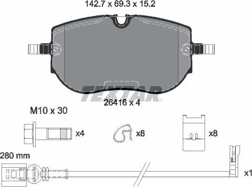 Textar 2641601 - Kit pastiglie freno, Freno a disco autozon.pro