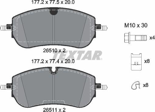 Textar 2651001 - Kit pastiglie freno, Freno a disco autozon.pro