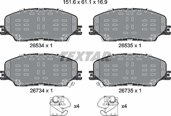 Textar 2653401 - Kit pastiglie freno, Freno a disco autozon.pro