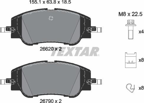 Textar 2662001 - Kit pastiglie freno, Freno a disco autozon.pro