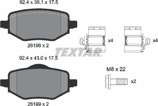 Textar 2619801 - Kit pastiglie freno, Freno a disco autozon.pro