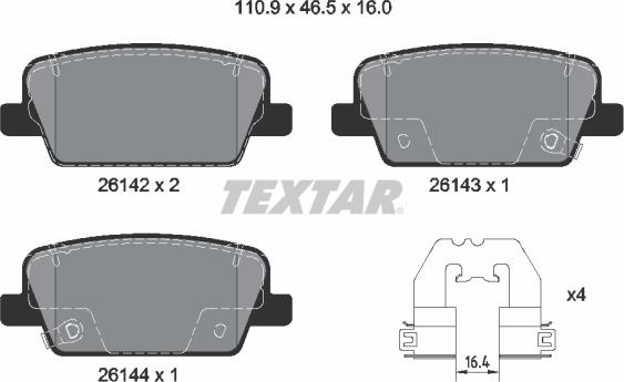 Textar 2614201 - Kit pastiglie freno, Freno a disco autozon.pro