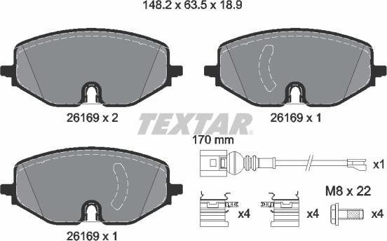 Textar 2616901 - Kit pastiglie freno, Freno a disco autozon.pro