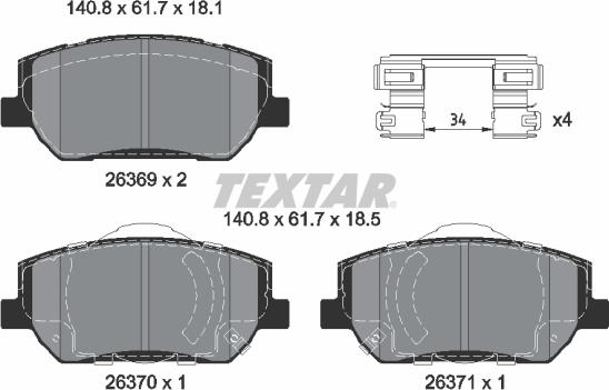 Textar 2636901 - Kit pastiglie freno, Freno a disco autozon.pro