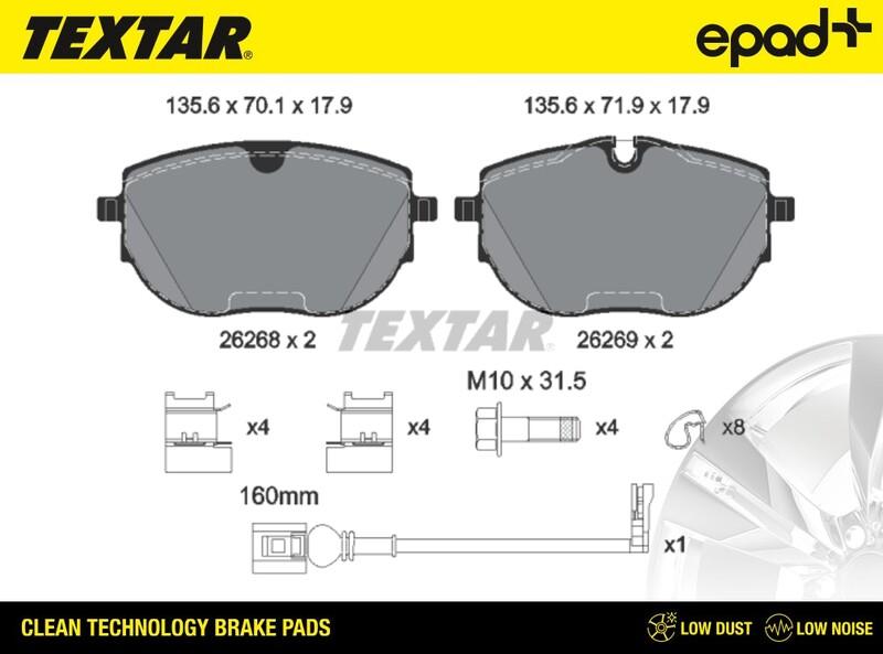 Textar 2626801CP - Kit pastiglie freno, Freno a disco autozon.pro