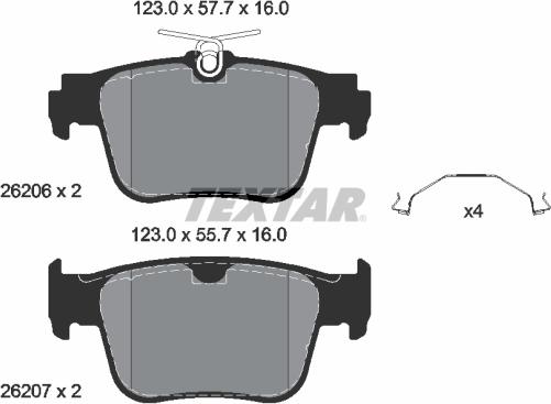 Textar 2620601 - Kit pastiglie freno, Freno a disco autozon.pro