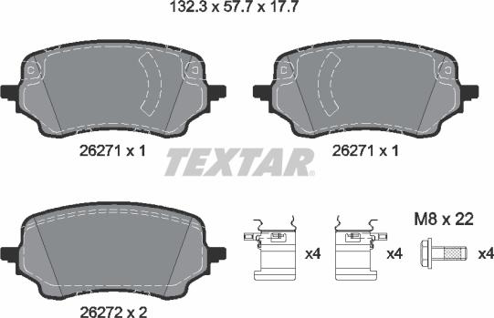 Textar 2627101 - Kit pastiglie freno, Freno a disco autozon.pro