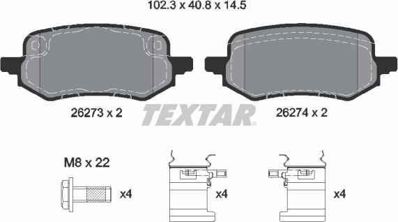 Textar 2627301 - Kit pastiglie freno, Freno a disco autozon.pro