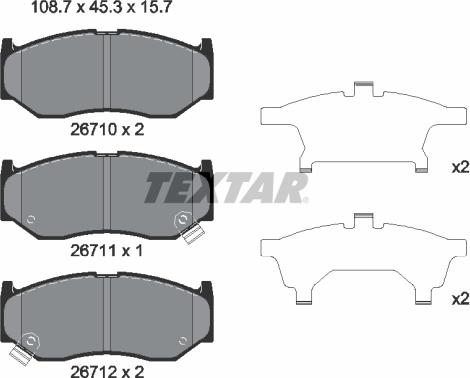 Textar 2671001 - Kit pastiglie freno, Freno a disco autozon.pro