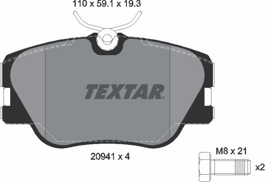 Textar 2094102 - Kit pastiglie freno, Freno a disco autozon.pro