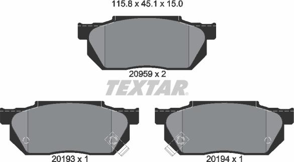 Textar 2095902 - Kit pastiglie freno, Freno a disco autozon.pro